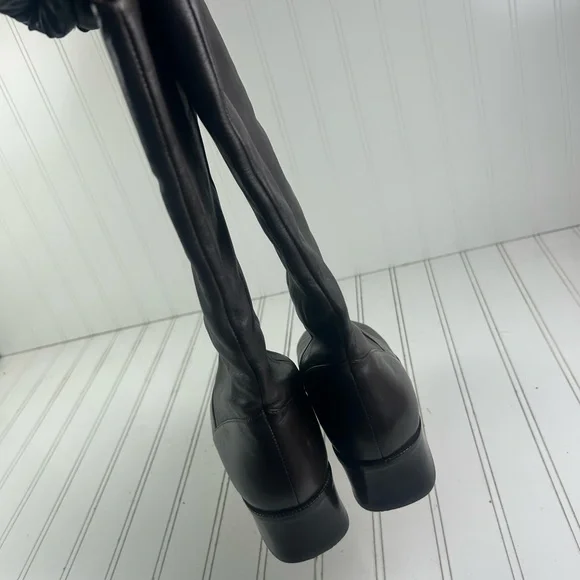 Marcon Shelly Black Leather Boots Vintage Womenโs Size 9W - Picture 4 of 11